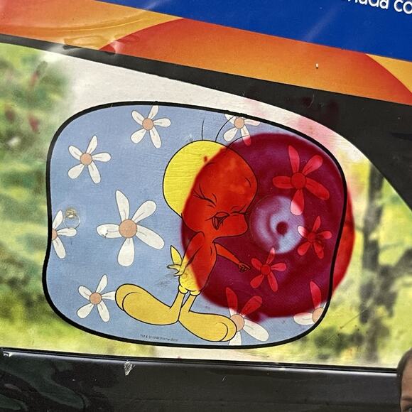 Vintage 2000 Tweety Bird Suncutters Car Window Sunshade Shaped New Old Stock - Picture 4 of 8